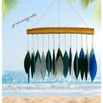 Ocean Breeze Glass & Driftwood Wind Chime Cut Tropical Beach Blue Handworks. Fixed Price $29.50.