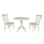 International Concepts 36" Round Pedestal Table With 2 Chairs Unfinished. Fixed Price $550.94.