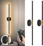 Dimmable Wireless Wall Sconces Set Of 2 With Remote, 360 Rotation, Black Gold. Fixed Price $133.99.