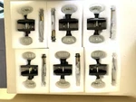 Calzibeno 6 Pack Crystal Door Knobs Glass Locking Privacy Matte Black Backplate. Fixed Price $145.74.