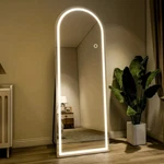 Beautypeak 64" X 21" White, Led Arched Full Length Standing Floor Mirror. Fixed Price $130.00.