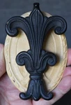Handsome Antique Hubley Fleur De Lis Motif Interior Cast Iron Door Knocker. Fixed Price $111.99.