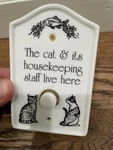 Figi Ceramic Illuminated Doorbell Cover 1999 Cat & It's Housekeeping Staff Live. Fixed Price $15.00.