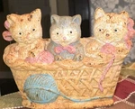 Vintage Cast Iron Three Little Kittens Painted Multicolor Door Stop Figurine. Fixed Price $35.00.