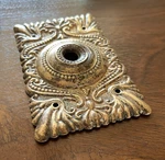Antique Victorian Brass Push Button Doorbell Plate Ornate 4.5" X 3". Fixed Price $18.00.