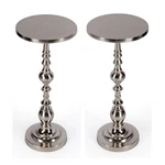Home Square Silver Round Nickel Pedestal End Table - Set Of 2. Fixed Price $346.17.