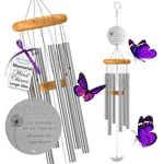 Sympathy Memorial Wind Chimes For Loss Of Loved One - Large 26" Silver Bereav.... Fixed Price $33.87.