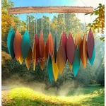 Hand Cut Glass Driftwood Santa Fe Leaves Wind Chime GBLUEG207. Fixed Price $29.35.