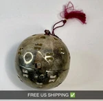 Vintage Metal Jingle Bell Ornament Silver Tone Tin-plated Steel W/ Red Tassel. Fixed Price $15.00.