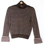 Mng Mango Gold Metallic Shimmer Striped Turtleneck Sweater Size Bell Sleeves. Fixed Price $10.20.