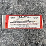 Matchbook Cover Ss Bay Belle Wilson Line Moonlight Cruise - No Matches. Fixed Price $9.35.