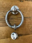 Emtek Sand Cast Iron Door Knocker Silver Finish 6" With All Hardware Included. Fixed Price $29.99.