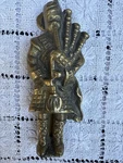 Vintage Brass Bagpipe Player Door Knocker 5.5 Scottish Figure Aged Patina. Fixed Price $14.45.