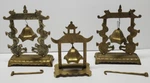 Lot Of 3 Vintage Brass Gong Bell Stand, Engraved Design Dragon. Fixed Price $39.99.