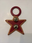 Sleigh Bells Red Star Leather Door Knob Hanger. Fixed Price $18.00.