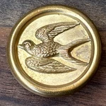 Antique Brass Victorian Flying Bird Button Stamped Metal High Detail 1-1/4". Fixed Price $40.00.