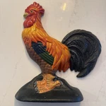 Vintage Colorful Rooster Wrought Iron Doorstop Farmhouse Country Decor. Fixed Price $42.00.