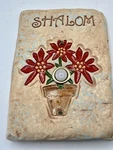 Hand Painted Ceramic Doorbell Shalom Plaque Flower Pot 6.5" X 4.5" Cicada. Fixed Price $22.60.