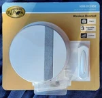 Hampton Bay 1006013652 Wireless Door Bell White Finish With Gray Fabric, Tunes. Fixed Price $12.00.