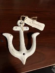 Stonebriar Antique Worn White Cast Iron Anchor Double Wall Hook, Rustic Nauti.... Fixed Price $9.99.