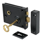 A29 Heavy Duty Cast Iron Horizontal Rim Lock, Black Powder-coated Finish. Fixed Price $57.06.