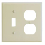 Ivory 2-GANG Toggle Switch & Outlet Receptacle Wall Plate New Leviton 86005. Fixed Price $5.15.