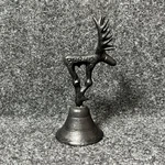 Miniature Cast Iron Elk Deer Hand Bell Rustic Black Vintage * Read. Fixed Price $20.00.