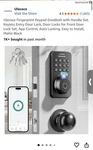 Ulecoce Fingerprint Door Lock Deadbolt Handle Keyless Entry - Matte Black. Fixed Price $54.25.