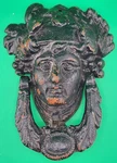 Antique Vintage Cast Iron Door Knocker-black-greek Goddess Like Athena Medusa. Fixed Price $150.00.