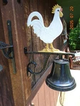 Montague Metal Products Cast Aluminum White Rooster Hanging Dinner Bell. Fixed Price $79.00.