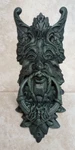 19" Door Knocker Cast Iron Northwind Green Man Face Verdigris. Fixed Price $73.95.