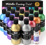 18 Colors 8.45OZ Metallic Acrylic Pour Paint Supplies Kit, Large Volume Ready To. Fixed Price $86.10.