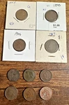 Lot Of 10 Flying Eagle & Indian Head Pennies; All Different #4003. Fixed Price $51.00.