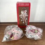 Vintage Victorian Silver, Christmas Pink Ribbons & Bells Door Hangers, 2-PCS. Fixed Price $15.99.