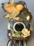 Wind Chime Birdhouse Songbird Flowers Hovering Risen Garden With Box. Fixed Price $24.99.