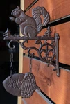Cast Iron Rustic Farmhouse Squirrel Welcome Acorn Fleur De Lis Wall Bracket Sign. Fixed Price $25.99.