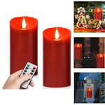 Set Of 2 Red Flameless Led Candles With 3D Wick & Remote Control For Elegant. Fixed Price $21.95.
