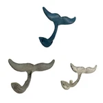 Zeckos Set Of 3 Cast Iron Nautical Whale Tail Wall Hooks - Stylish And Functiona. Fixed Price $43.12.