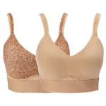 Rhonda Shear 2-PACK Cross Back Mesh Detail Bra Warm Beige/ Flora, Xl. Fixed Price $24.99.