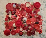 Gorgeous Antique Vtg Red Buttons Glass, Rhinestones, Early Plastic Metal +more. Fixed Price $48.50.