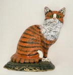 Vintage 1994 Ginger. Cat Doorstop Cast Iron, By Upper-deck, 11.5 H X 10 W. Fixed Price $44.00.