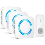 Wireless Doorbell, Waterproof 1 Button + 3 Plug-in Receivers, White. Fixed Price $53.34.