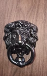 Signature Hardware Lions Head Door Knocker Black Powder Coat. Fixed Price $39.00.