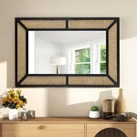 Rattan For Wall Bohemian Rectangular Large Mirror, Boho Decorati.... Fixed Price $180.45.