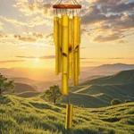 Nowpis Bamboo Wind Chimes 38" 6 Pipes, 38''-YELLOW Wooden Top,. Fixed Price $34.02.