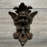 Vintage Cast Iron Green Man Devil Satyr Demon Jester Door Knocker Wall Plaque. Fixed Price $59.99.