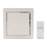 Hampton Bay Wireless Square Plug In Doorbell Kit White/gray Push Button Chime. Fixed Price $15.59.