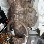 Heavy Antique Cast Iron Greek God Pan Devil Demon Door Knocker Medieval 14". Fixed Price $175.00.
