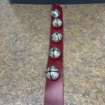 Vintage Sleigh Bells Strap-christmas Red Leather-bevin Bros W Silvery. Fixed Price $40.00.