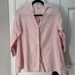 Symple Nyc 100% Linen Button Up V Neck Top Pink Womens Size Small. Fixed Price $18.40.